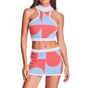 Ser.O.Ya by Revolve New Gretchen Color Block Mini Skirt Sz XS Womens Soft Sweate